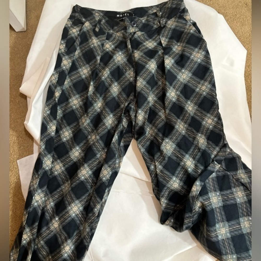 Plaid Cargo Leg Work Pants Indie Unisex